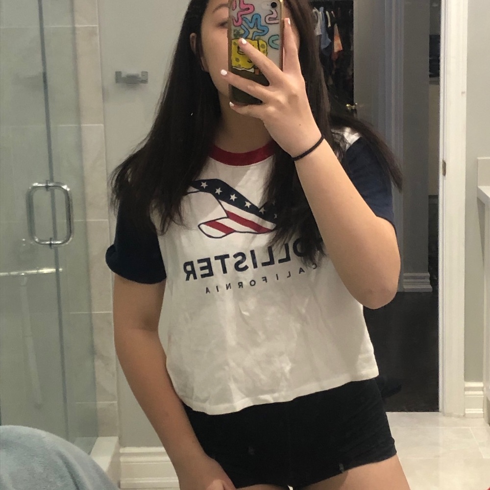 Hollister California Blue and Red USA Tee